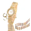 Golden diamond-encrusted ladies' watch, a fashionable, light luxury, simple and versatile wristwatch Item Picture